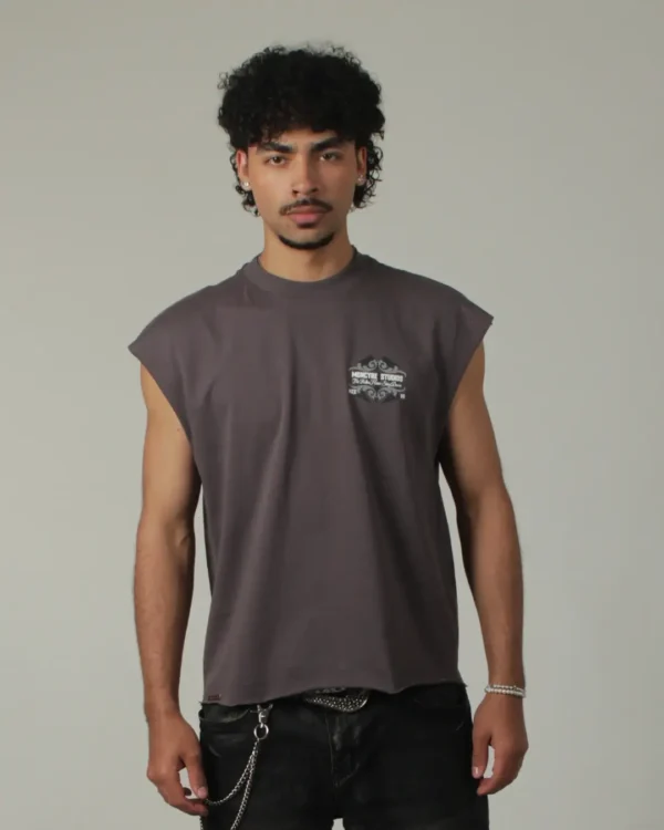 DUALITY SLEEVELESS TEE - WASHED GREY