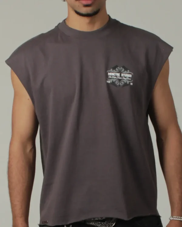 DUALITY SLEEVELESS TEE - WASHED GREY