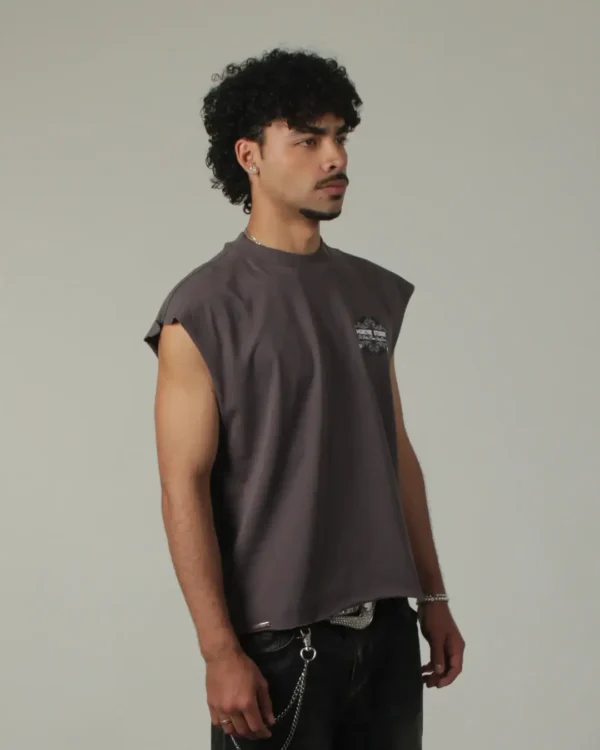 DUALITY SLEEVELESS TEE - WASHED GREY