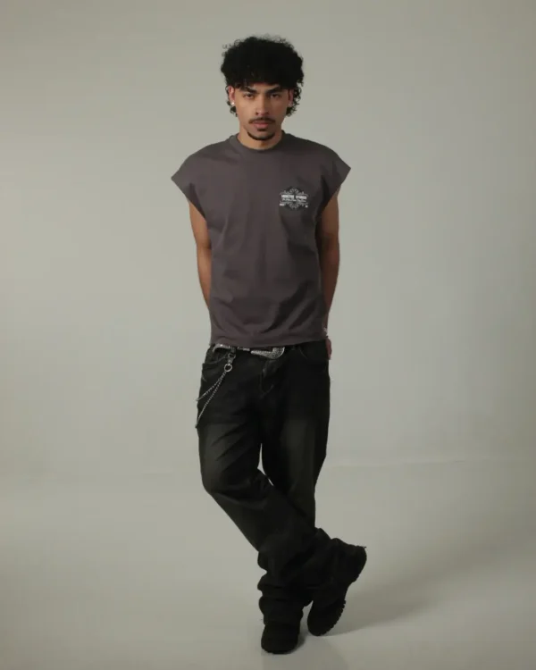 DUALITY SLEEVELESS TEE - WASHED GREY