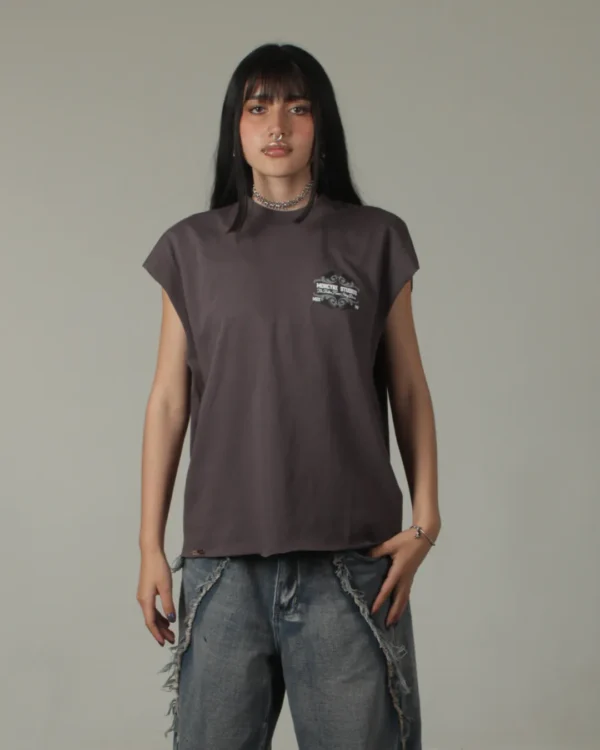 DUALITY SLEEVELESS TEE - WASHED GREY